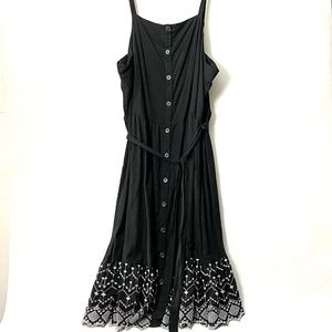 Old Navy 3X Plus Dress Black and Embroidered White